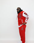 CHERRY RED CHENILLE LOGO VARSITY JOGGERS
