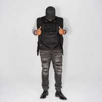 Jesus Saves Black on Black Chenille CrewNeck