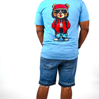 BEAR WITNESS MASCOT MID-WEIGHT F&B TEE SUMMER BREZZE BLUE