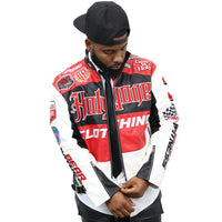 THE FAITH RACE FAUX LEATHER RACER JACKET