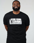 THE SECOND COMING IS COMING PUFF PRINT TEE