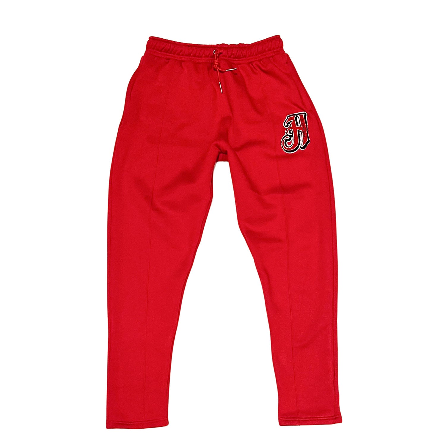 CHERRY RED CHENILLE LOGO VARSITY JOGGERS – holyoneclothing