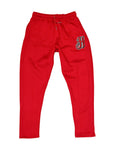 CHERRY RED CHENILLE LOGO VARSITY JOGGERS