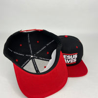 JESUS SAVES SNAPBACK BLACK & RED  W/REMOVABLE TELL THE WORLD HAT CHAIN