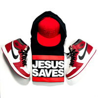 JESUS SAVES SNAPBACK FIRE RED W/REMOVABLE TELL THE WORLD HAT CHAIN