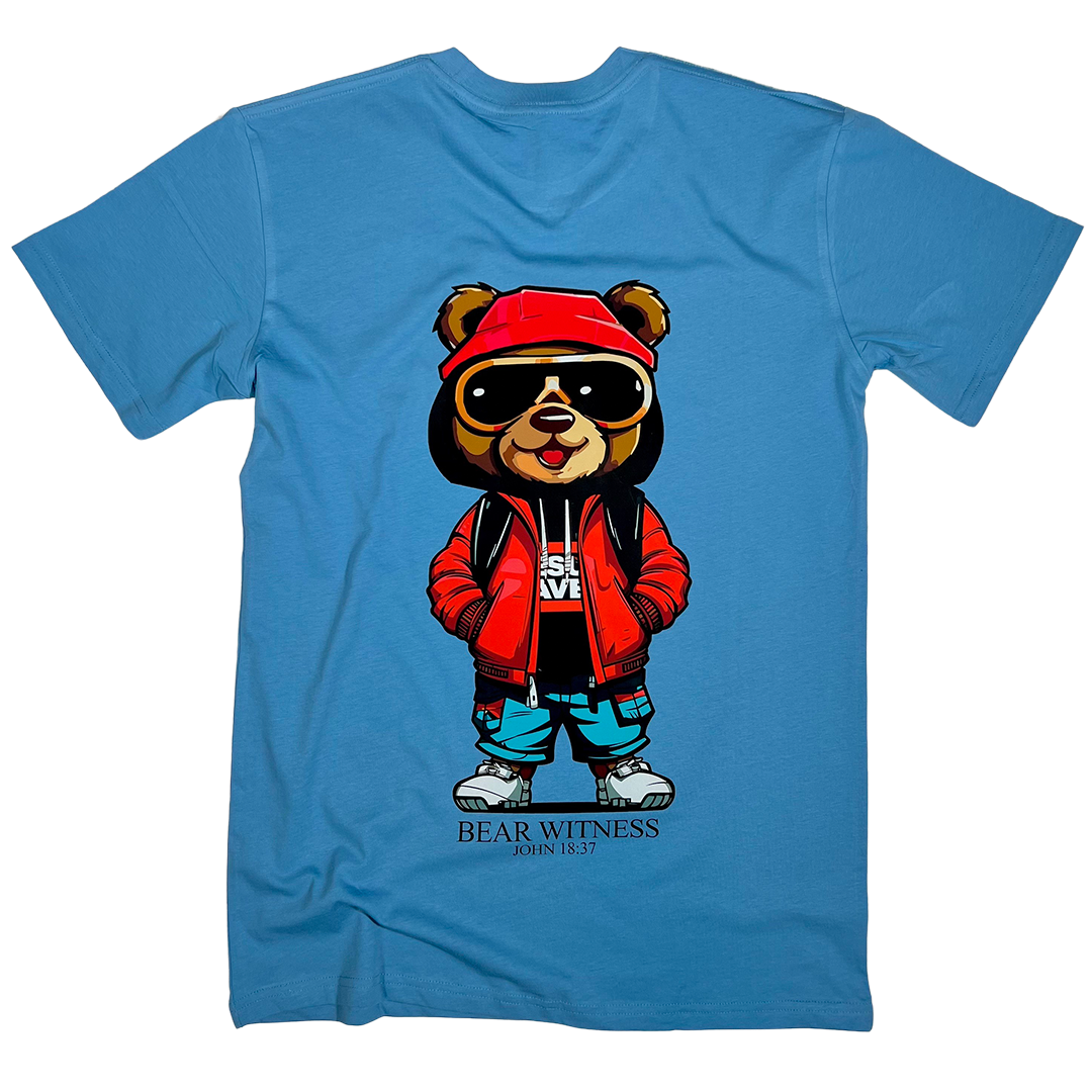 BEAR WITNESS MASCOT MID-WEIGHT F&amp;B TEE SUMMER BREZZE BLUE
