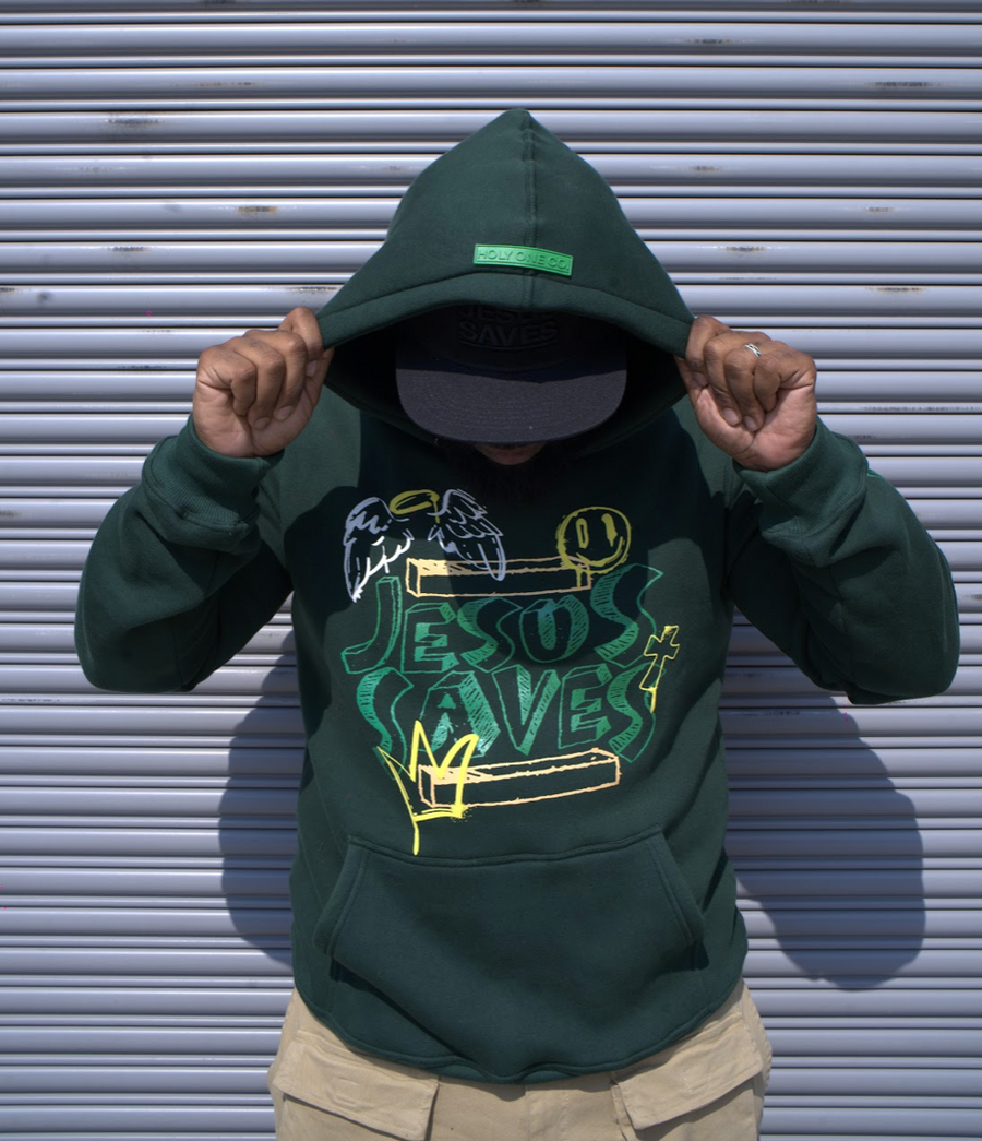 JESUS SAVES 2.0 FOREST GREEN HOODIE + FREE TEE