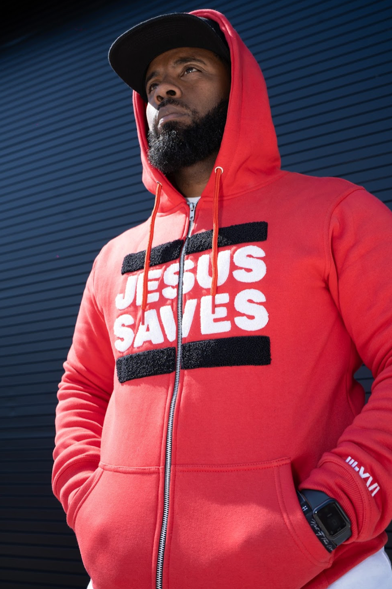 JESUS SAVES CHENILLE  HOODIE JACKET