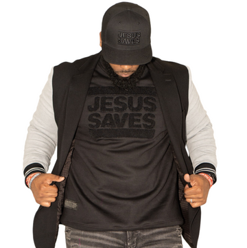 Jesus Saves  Black on Black Chenille CrewNeck