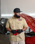 HARD COLLAR TAN WORK SHIRT
