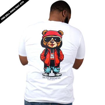 BEAR WITNESS MASCOT WHITE MID-WEIGHT F&B TEE