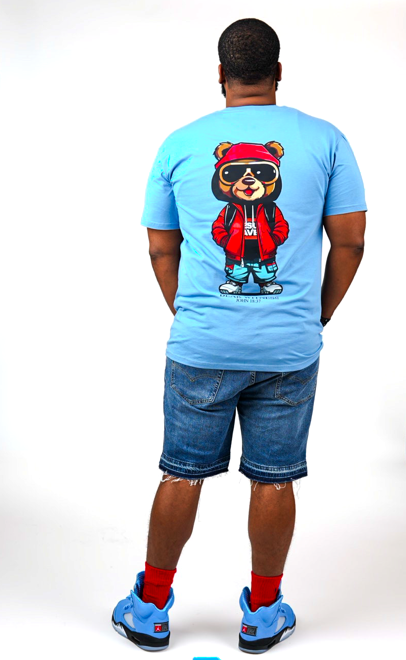 BEAR WITNESS MASCOT MID-WEIGHT F&amp;B TEE SUMMER BREZZE BLUE