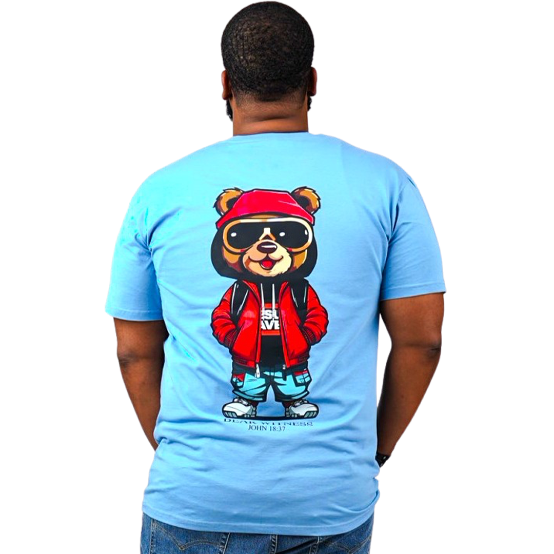 BEAR WITNESS MASCOT MID-WEIGHT F&amp;B TEE SUMMER BREZZE BLUE