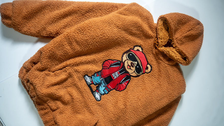 BEAR WITNESS BEAR BROWN HEAVY-WEIGHT SHERPA HOODIE