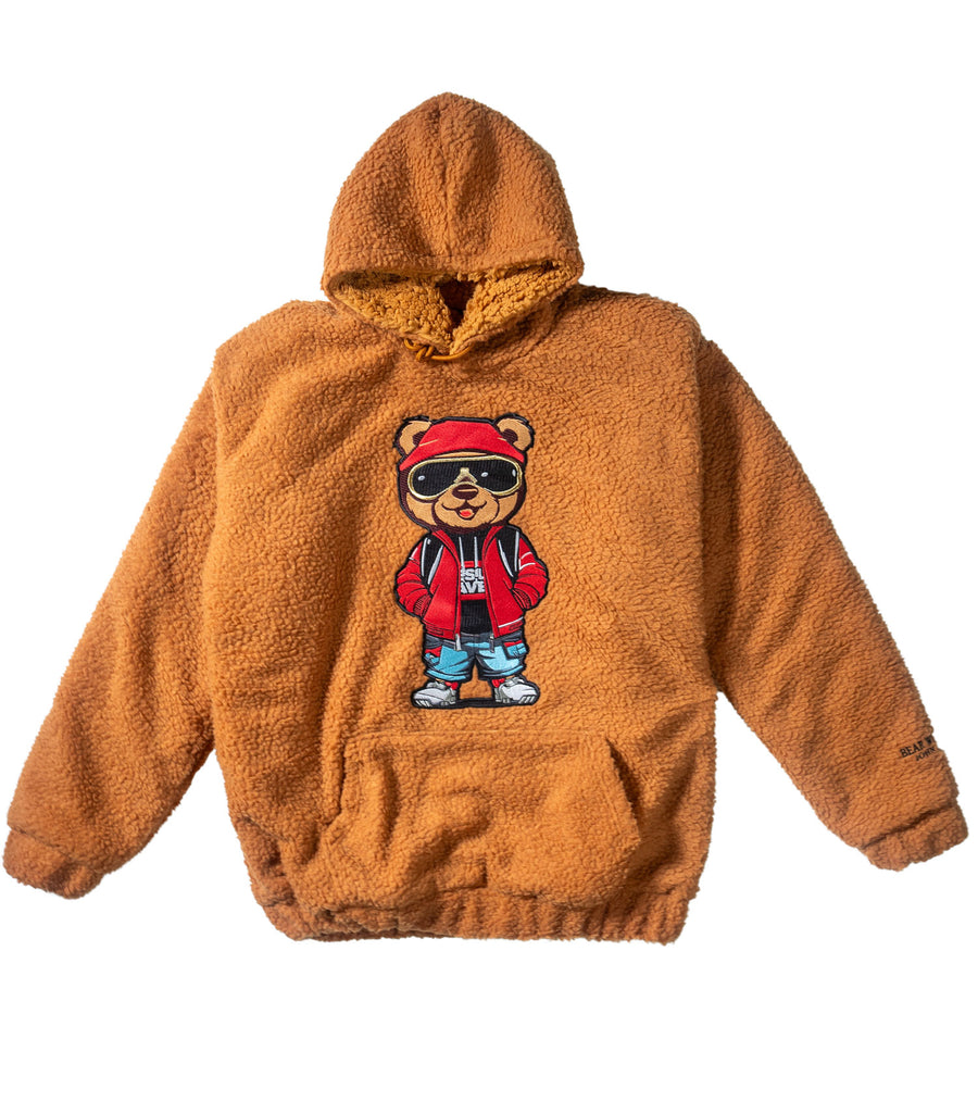 BEAR WITNESS BEAR BROWN HEAVY-WEIGHT SHERPA HOODIE