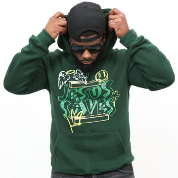 JESUS SAVES 2.0 FOREST GREEN HOODIE