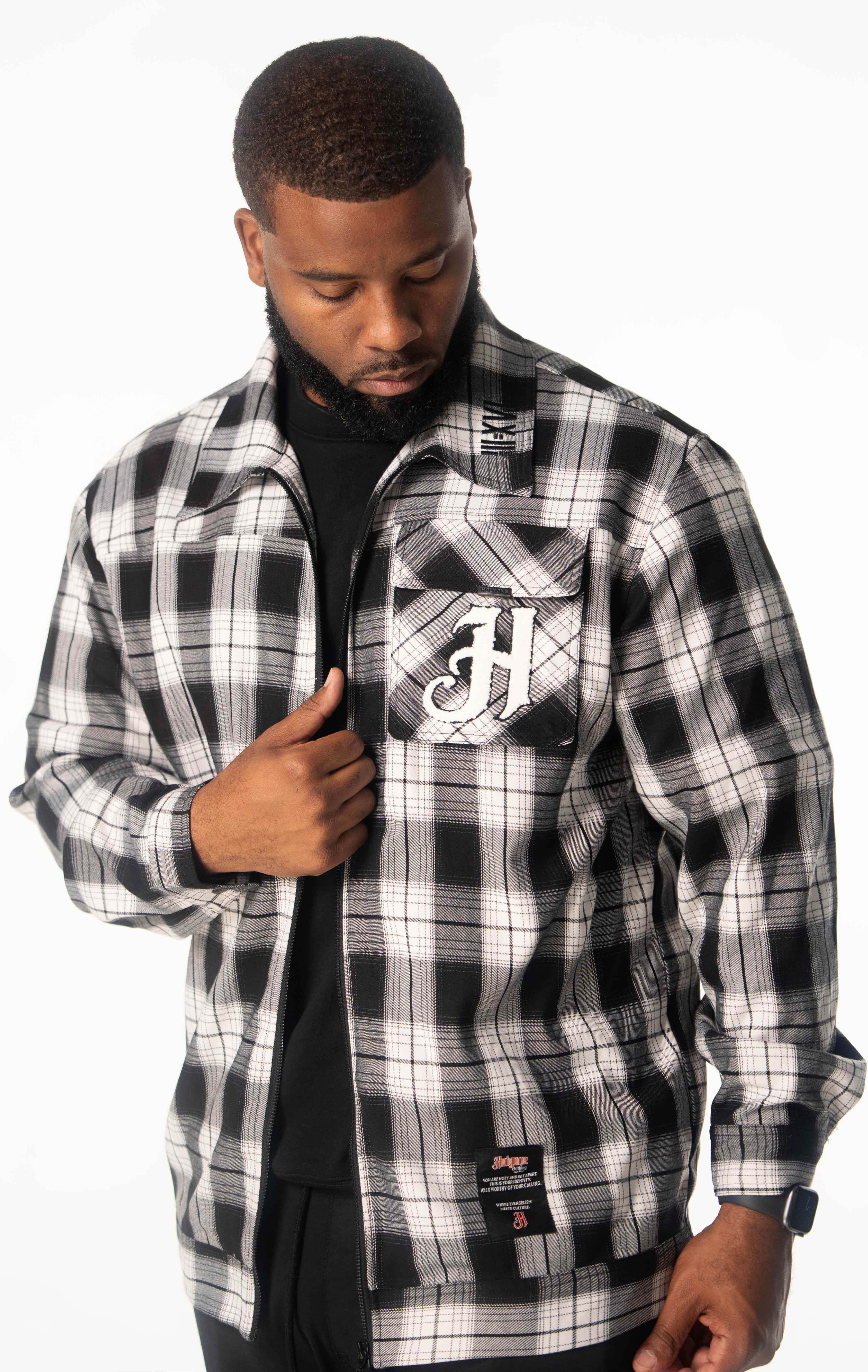 HE IS HOLY PLAID ZIPUP SHIRT – holyoneclothing