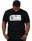 THE SECOND COMING IS COMING PUFF PRINT TEE