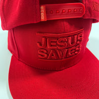 JESUS SAVES SNAPBACK FIRE RED W/REMOVABLE TELL THE WORLD HAT CHAIN